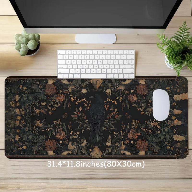 Vintage Floral Pattern Mouse Pad, Rectangle Gaming Mouse Pad, Non-slip Rubber Base Desk Keyboard Mat for Home Office, Desktop Accessory