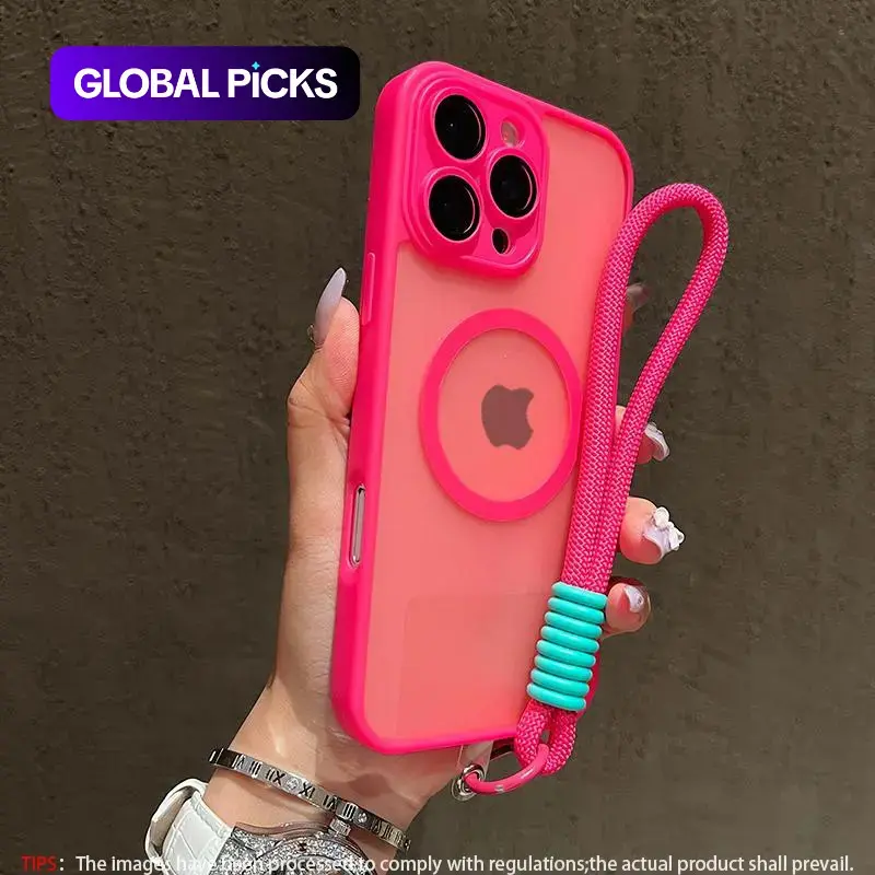 Skin Feel Transparent Protective Phone Case + Wrist Strap, Shockproof Magnetic Wireless Charging, Glass Camera Lens Protection, Fits iPhone 18 17 16 15 14 13 12 11 #GLOBAL PICKS