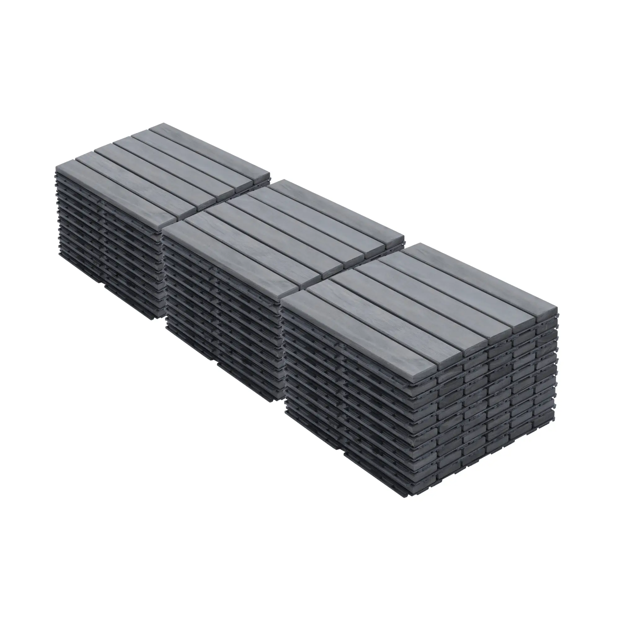 Nokaa 30-Pack 12x12 Inch Interlocking Acacia Hardwood Deck Tiles, Striped Pattern, Light Gray, DIY Snap-Together Outdoor Flooring for Patio, Balcony, Poolside, Porch, Waterproof & Anti-Mildew Wood Pavers, Light Gray Color Options, Acacia Wood Mate...