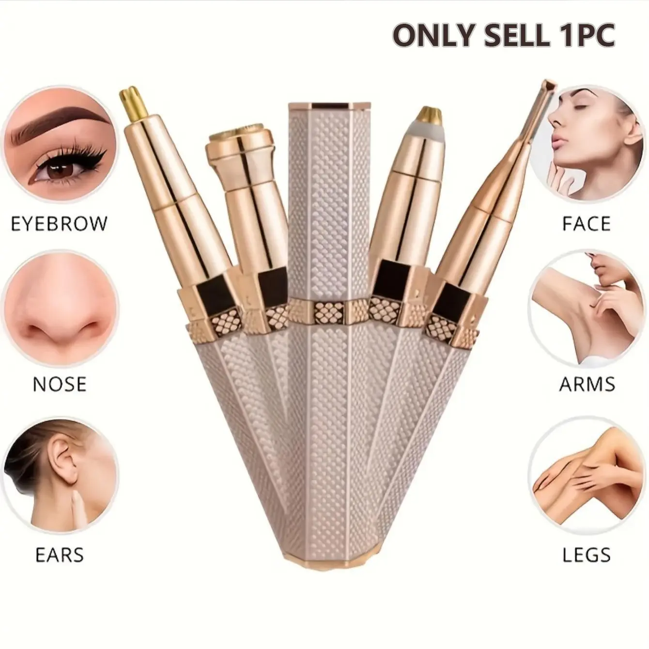 4-In-1 Multi-Function Trimmer for Women, Rechargeable Facial Hair Remover, Brow Trimmer, Eyebrow Shaver, Nose Hair Clipper, Body Hair Shaver