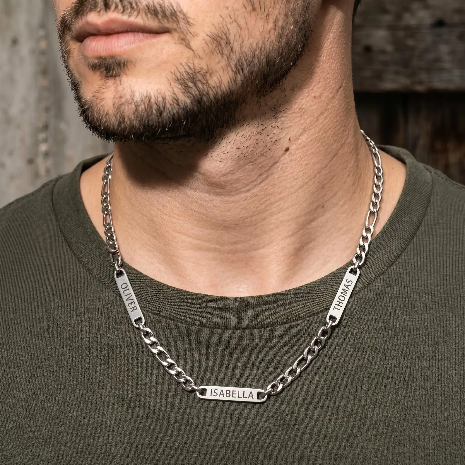 AS105 Mens Necklace With Name, Personalized Gift For Dad, Father's Day Jewelry, Dad Necklace With Children Names, Name Necklace For Him