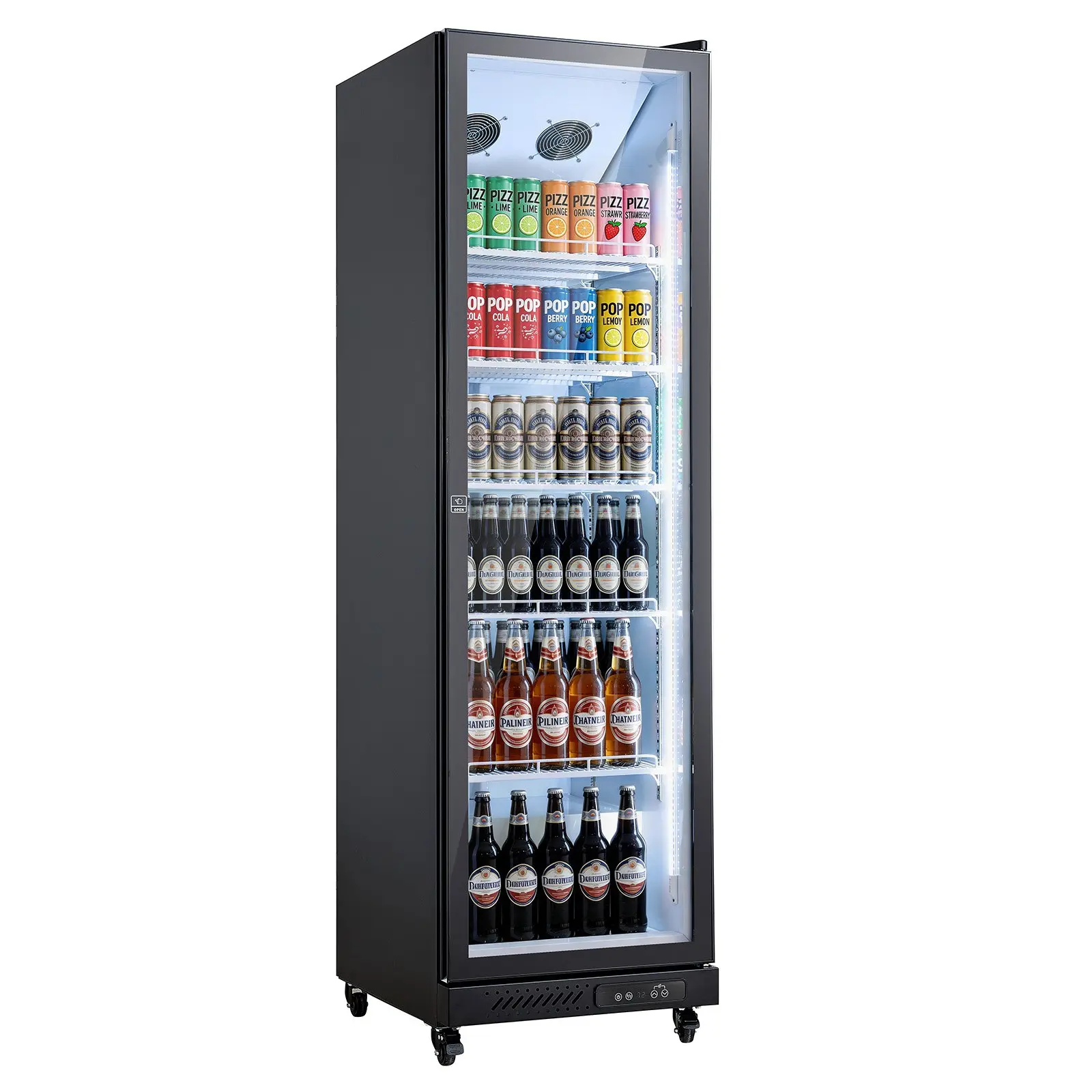 【toolupgrade】VEVOR 12.4 Cu. Ft/350L Commercial Upright Glass Door Merchandiser Refrigerator, Beverage Cooler with 5 Adjustable Shelves, Soft LED Light, Casters for Homes, Shops