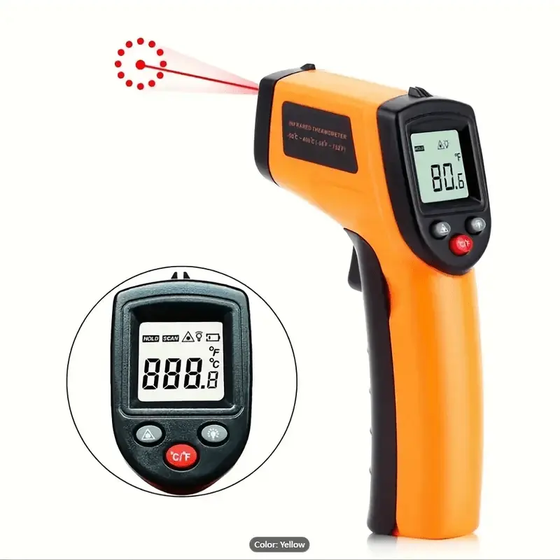 Digital Laser Grip Thermometer - Non-Contact Infrared Thermometer with Laser Pointer, Temperature Thermometer, -58°F to 716°F, High-Precision ±1.5°/±1.5%, Fast Response, One-Touch Calibration, for Kitchen, BBQ, Oil Deep Fry, Industrial Use