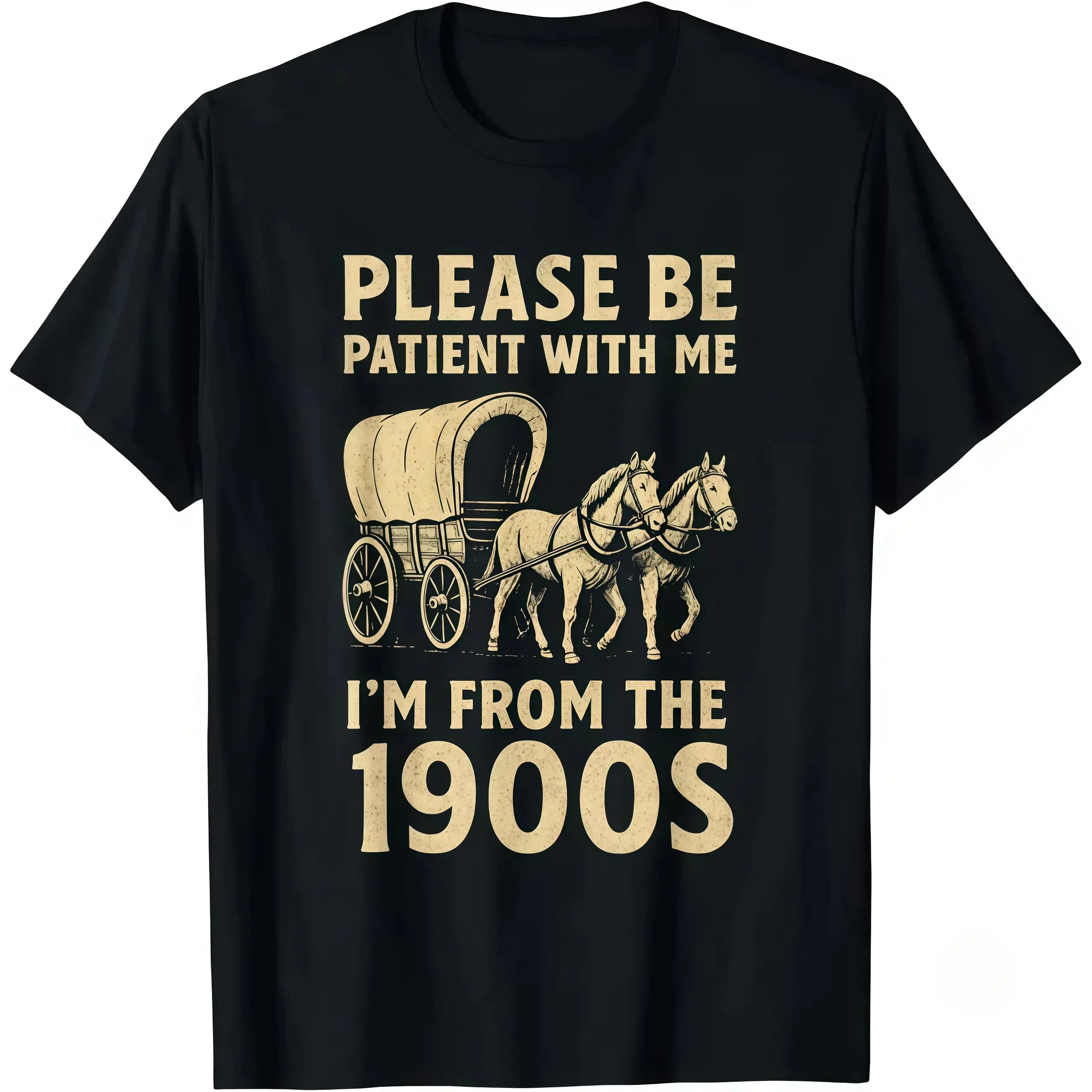 1900s Vintage Dad T-Shirt Please Be Patient With Me 100% Cotton Soft Breathable Round Neck Short-Sleeve Century Theme Top For Fathers Day NY Ship