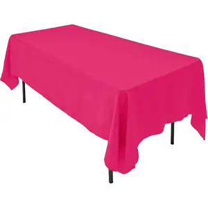 60 x 126-Inch Rectangular Polyester Tablecloth - Made in USA - Wrinkle-Resistant, Flame Retardant, Durable Party Table Cover, Banquet Tablecloth, Wedding Table Cover - Fuchsia