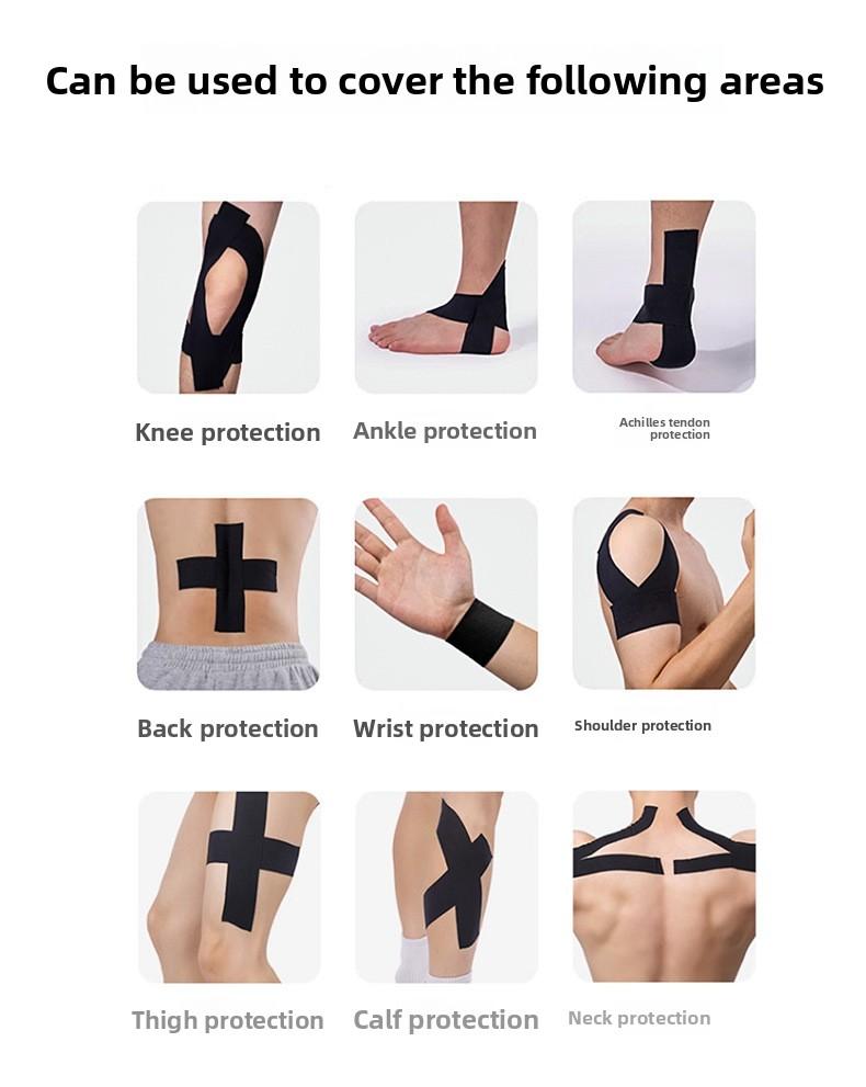 Sports tape, muscle tape, kinesiology tape, sports muscle tape for wrists, ankles, shoulders, and legs, facial muscle tape, elastic bandage