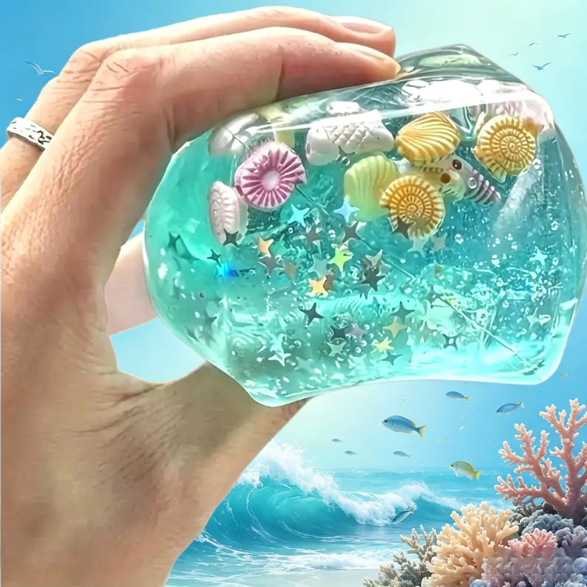 2 Packs Ocean Shell Stress Relief Toy, Realistic Rubik's Cube Squeeze Toy, Infinite Decompression Fidget Toy for Stress and Anxiety Relief, Birthday Gift, Easter Basket Stuffers, Anxiety Relief Products
