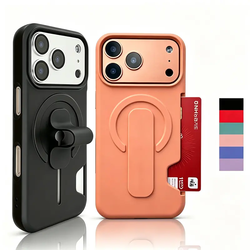 MagSafe Phone Case for iPhone Series - 3300Gs, PC Material, 1-Card Slot, Hidden Stand, Drop Proof, Multi-Model Fit for iPhone 17 Pro Max/17 Air/16 Plus/15 Pro Max/14/13, Mobile Phone Accessories, Fits iOS