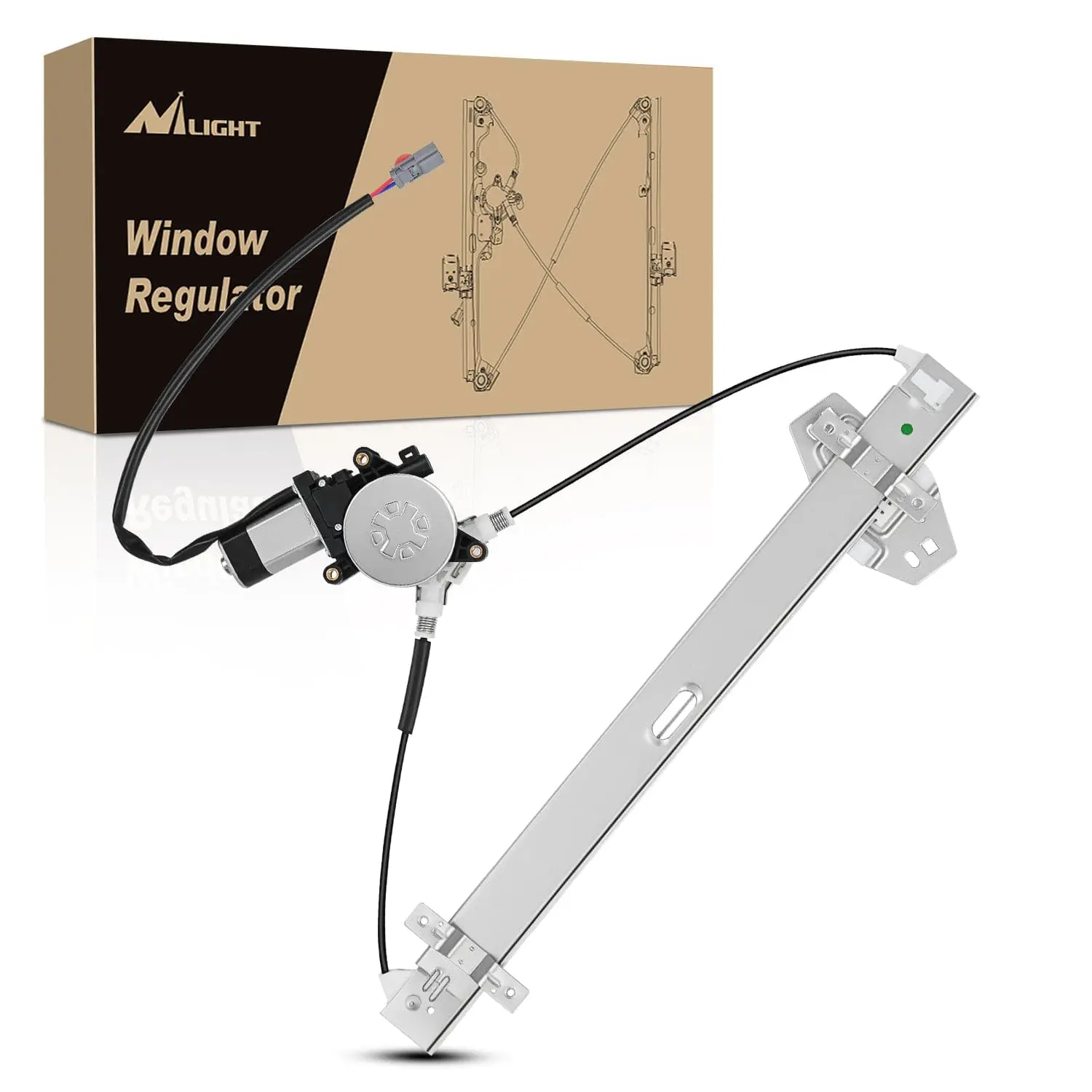 Nilight Power Window Regulator and Motor Assembly with Steel Cable - Rear Driver Side, Plug-In Fit, Pre-Wired OE Replacement for Honda Pilot 2003-2008