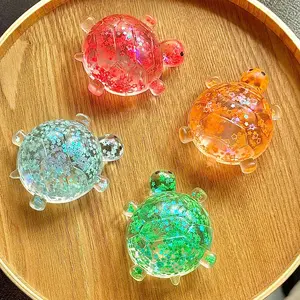 4 Piece Flashing Turtle Squeeze Toy, Stress Relief Finger Sensory Toy, Anti-Stress Sensory Toy, Turtle Relaxation Toy, Fun and Educational