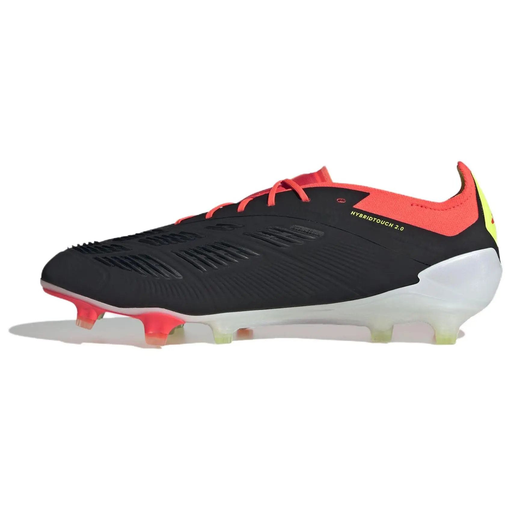 Adidas Predator Elite Comfort Unisex Football Cleats - Black Red, House White - Maison Mihara Official Shoes with Ball Control, Firm Ground Design, Polyester Laces, Textured Upper