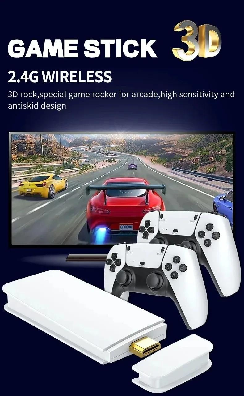 128G M15 4K TV Game Stick - Wireless Controllers for 2 Players |   Plug & Play 40000+ Retro Arcade Games in HD |   Classic Gaming Console for Family Fun
