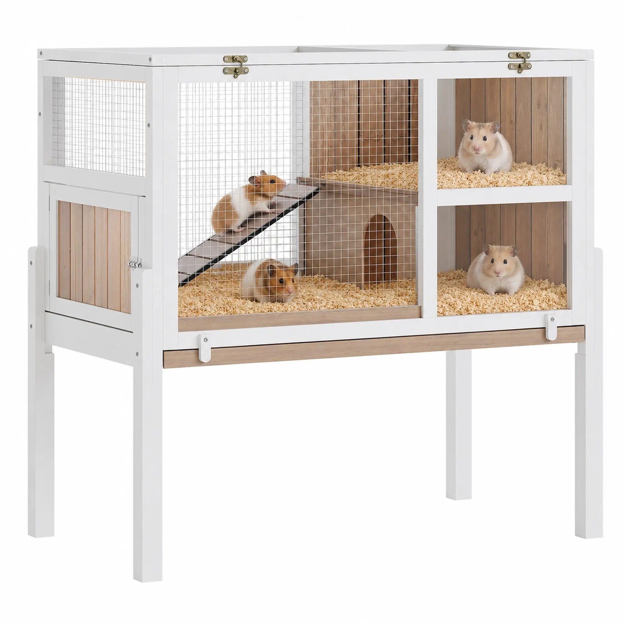 Wooden Guinea Pig Cage with Stand & Ramp – Small Animal Hutch for Rabbits, Hamsters & More – Secure Enclosure, Easy Access – Multiple Colors Available