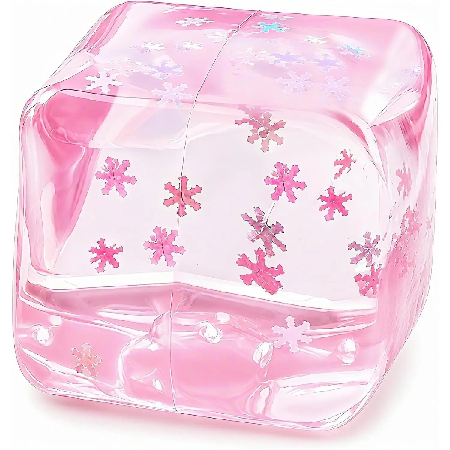 Squishy Fidget Toys Adults Ice Cube, Slow Rising Snowflakes Stress Cube Squishies Nice Square Shape Sensory Squeeze Squishy Toy for Teens Women Anxiety Relief, Birthday Gifts (Pink)