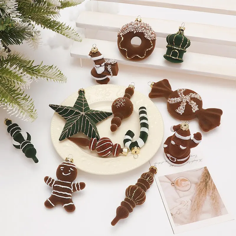 2026 New Arrival Unique Painted Flocking Christmas Balls Set of 12, Ink Wine, Holiday Tree Ornaments, Festive Decorations