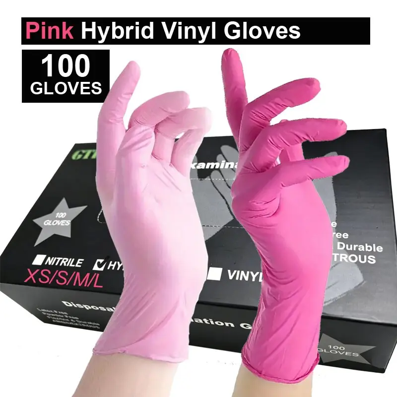Women's Hybrid Vinyl Disposable Cleaning Gloves, Powder-Free/latex-Free, Ideal for Home Cleaning, Beauty Makeup, Hair Styling, Art Painting