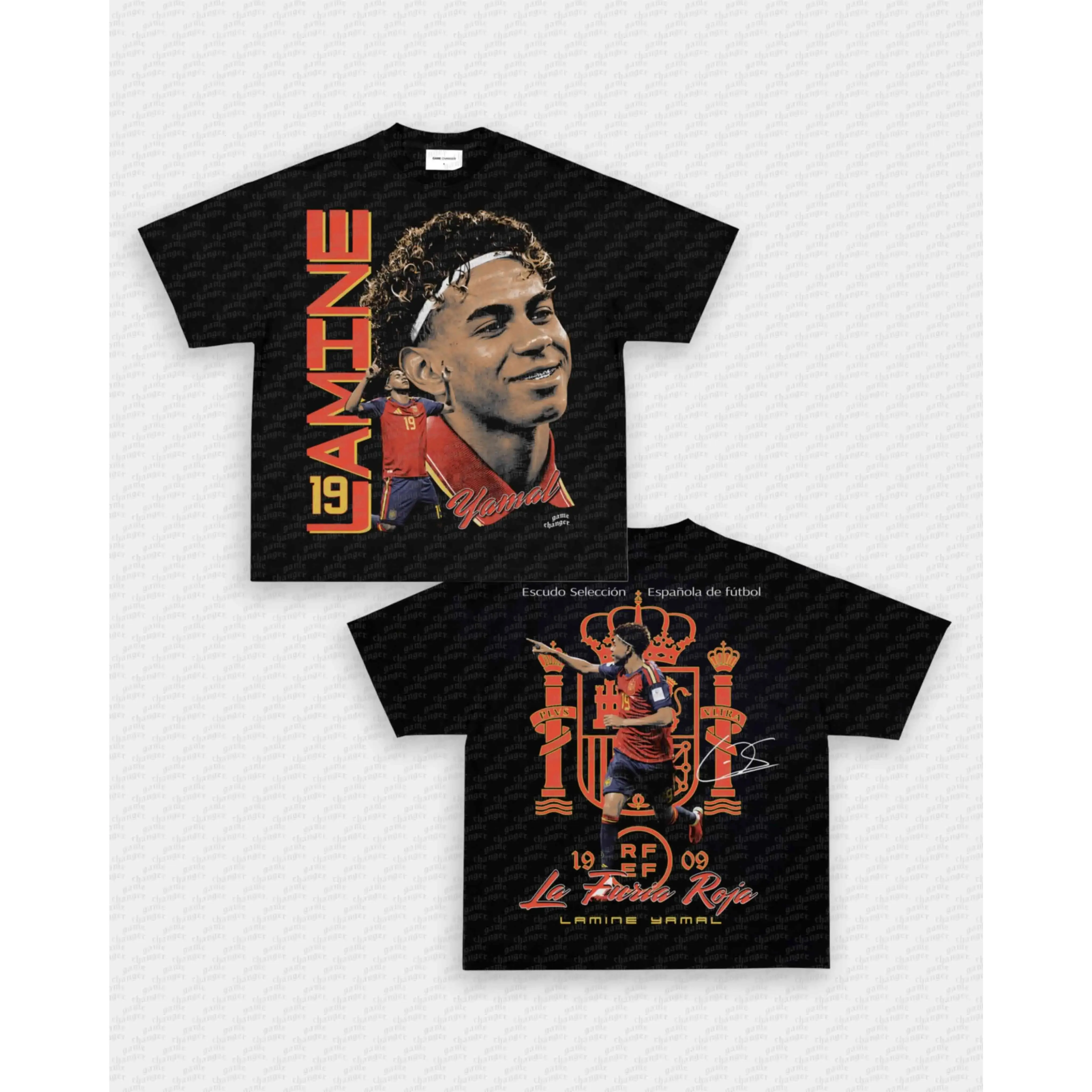 Lamine Yamal Double Sided Graphic Tee (Viral) Soccer Player Shirt 180g 100% Cotton Football Fan Apparel Vintage Sports Streetwear Game Day Outfit Gift for Soccer Lovers Unisex Casual Summer Wear Men Clothing Sale TikTok Shop Deals