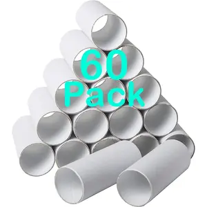 60 Pack Thick 1.57 x 3.9 Inches White Round Cardboard Tubes Bulk Craft Rolls for Arts & Crafts and Toilet Paper Roll Crafts