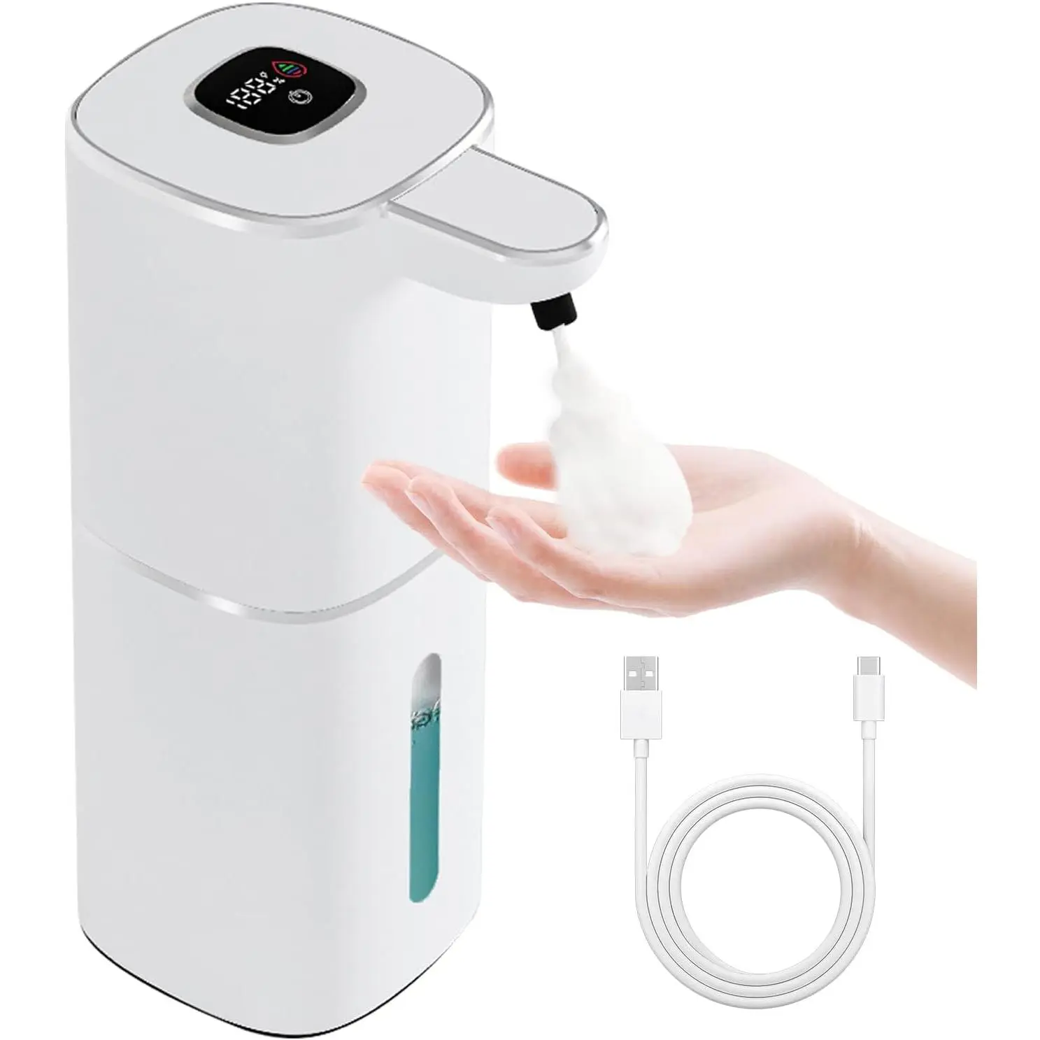 Touchless Automatic Acrylic Soap Dispenser, Wall-Mount USB Rechargeable with 5-Level Adjustment, 12.17oz/360mL Large Capacity for Germ-Conscious Parents, Hospital, Kitchen Bathroom Hygienic Lifestyle