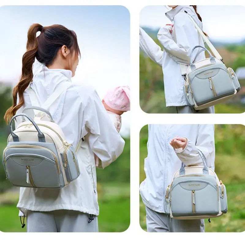 Large Capacity Baby Backpack, Crossbody Handbag, Portable Maternity Bag, Multi-Functional Mommy Bag, Infant Supplies Organizer, Diaper Backpack