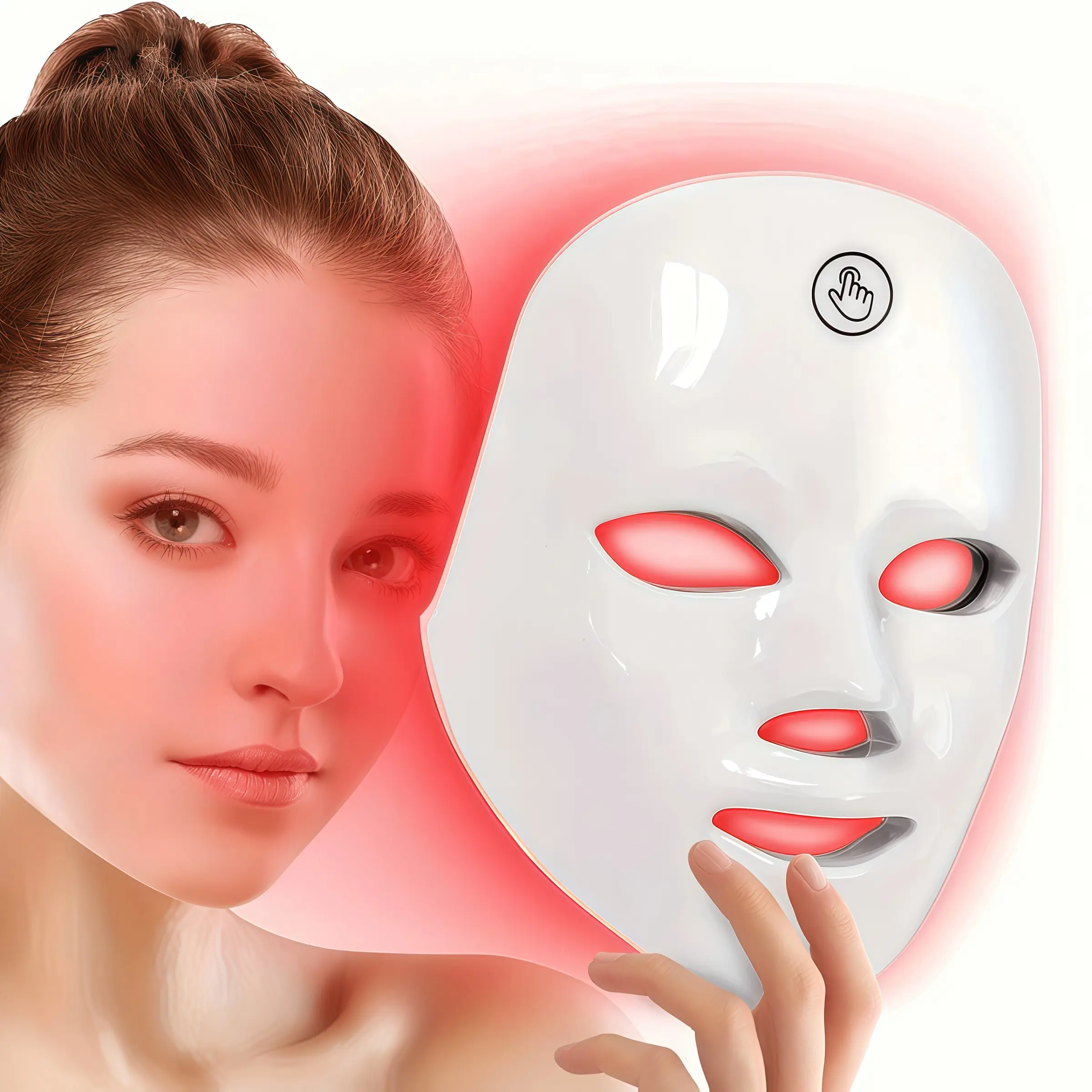 USB Charging Beauty Device, At Home Facial LED Photorejuvenation Mask Machine, LED Light Mask, Cordless Beauty Instrument, Rechargeable 7 Color LED Face Care Tool, Non-Button Cell Battery, 5v/1a Power Consumption