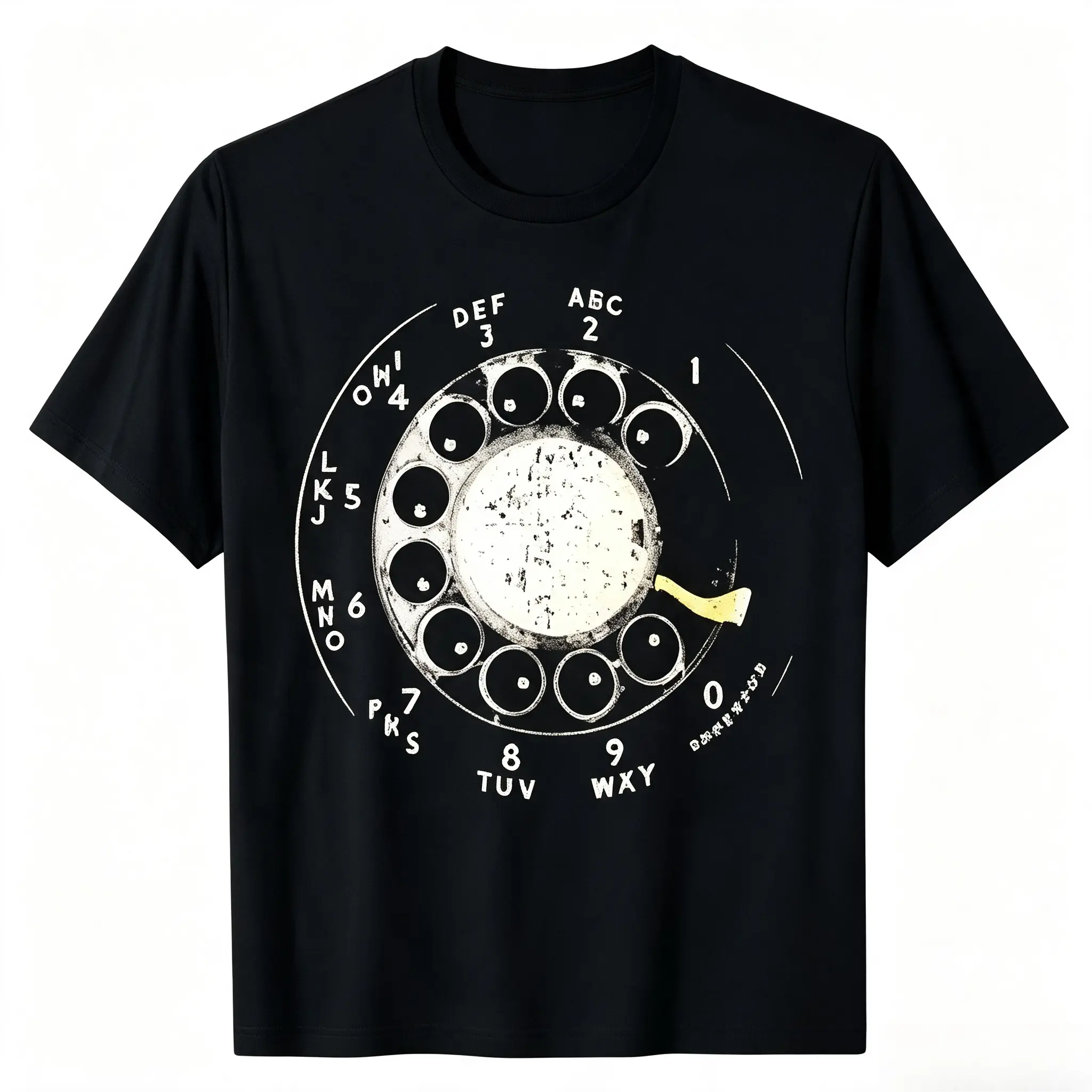 Vintage Rotary Telephone Dial Graphic Oversized Cotton T‑Shirt, Retro Fashion Casual Outfit, Comfort Short Sleeve Tee, Nice Valentines Holiday Gift for Him Her Retro Lovers Friends