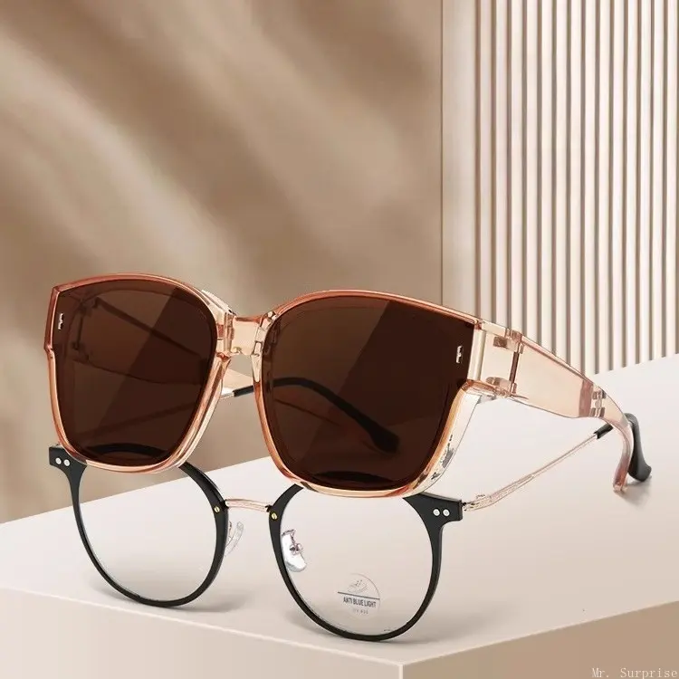 Foldable Over-Prescription Sunglasses with Polarized Lens & UV Protection, Unisex Eyewear for Daily Wear & Driving, Over Prescrip., Plain