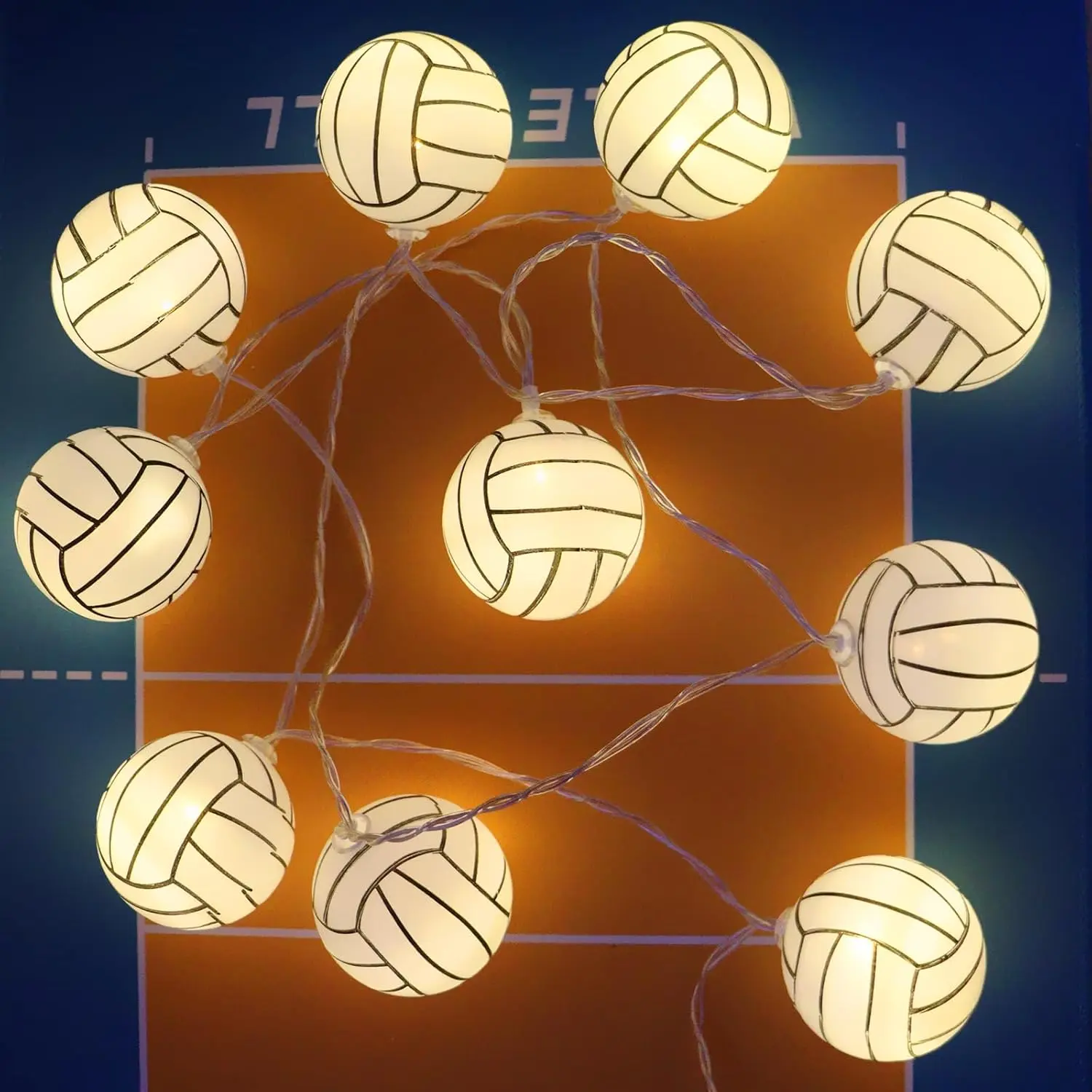 Volleyball Decorations String Lights, Timer Battery Operated 5.5ft 10LED Room Decor,Volleyball Ornaments for Christmas Tree, Bedroom, Sports Theme Party Favors, Christmas Giftfidget toys
