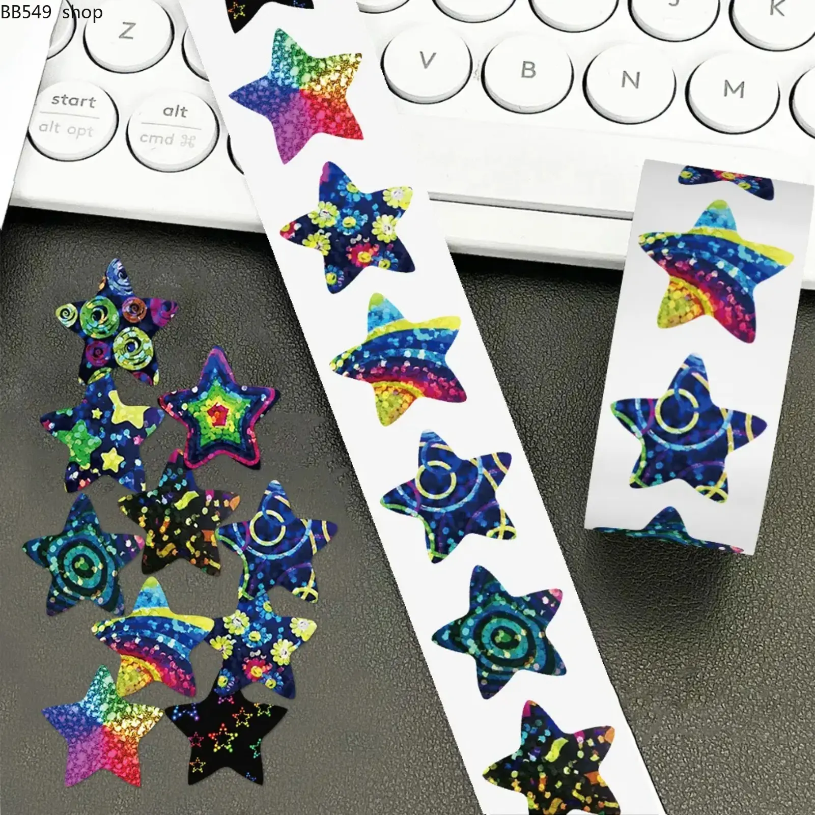 500 Sheets/roll of New Sparkly Star Stickers, Sealing Stickers for Mugs, Laptops, Suitcases, DIY Notebook Decorations, Craft, Birthday Gifts, Self Adhesive Stickers, Sticker Packs, Decorative Decal, Adhesive Decals