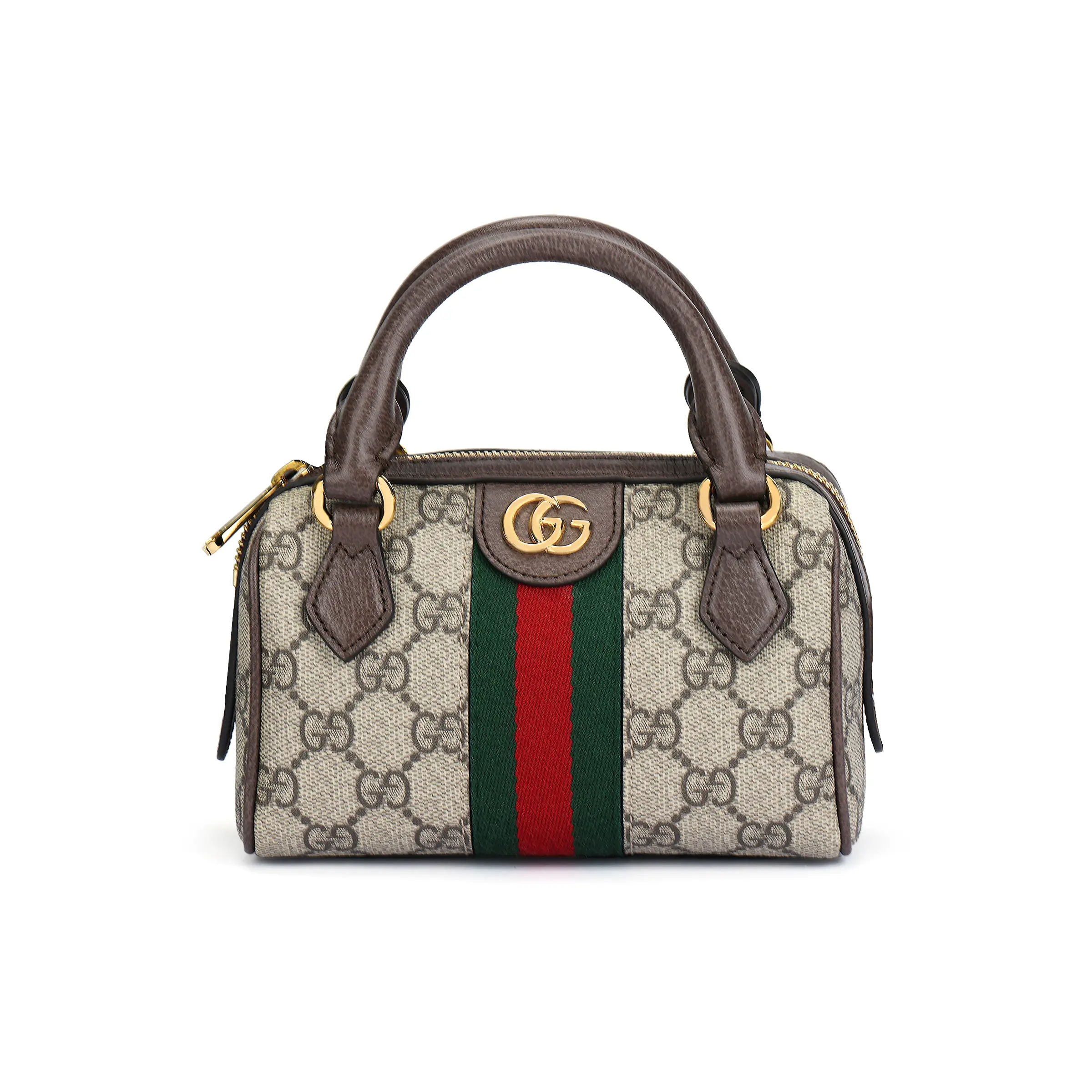 Gucci Ophidia Mini Crossbody Bag for Women – Canvas and Leather with Detachable Double G Strap in Beige and Ebony