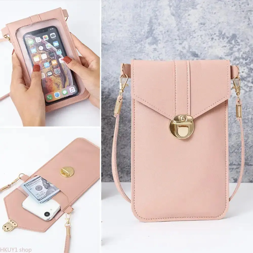 Crossbody Phone Bag for Women, Minimalist Synthetic Leather Purse with Envelope Lock, Adjustable Strap and Multi Card Slots, Casual Crossbody Bags, Mini Purse, Faux Leather