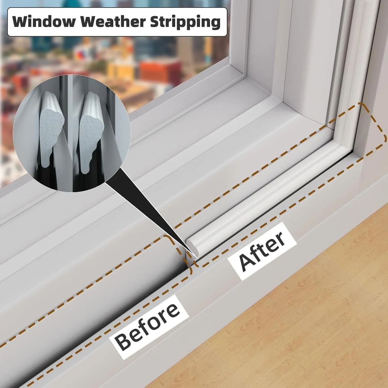 5m/196.85in Self-Adhesive Foam Weather Stripping for Doors Windows, Door Bottom Seal, Winter Cold Draft Stopper, Soundproof Insulation Seal Strip, Energy Saving