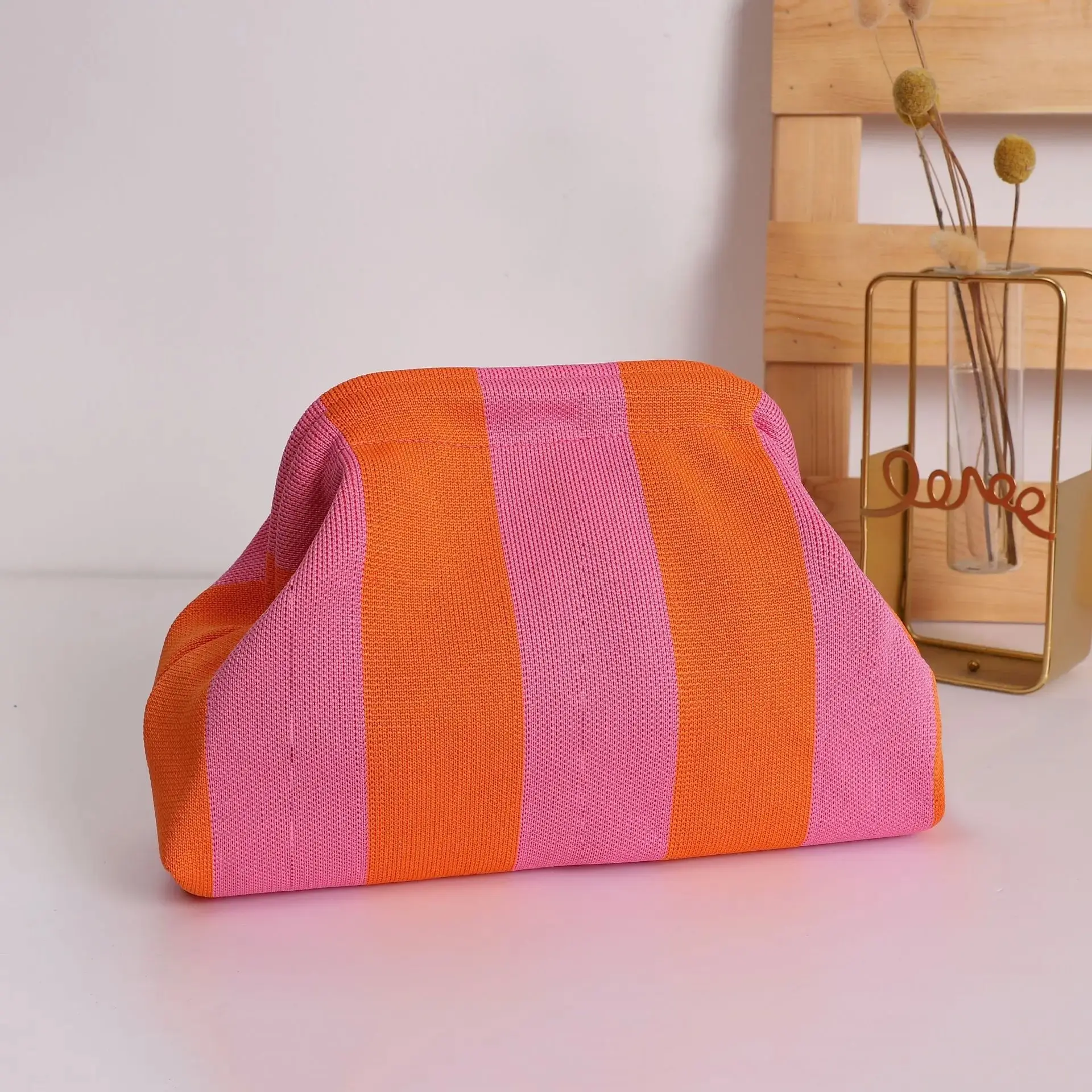 Boho Crochet Bag for Women, Colorful Stripe Cloud Shoulder Purse, Trendy Slouchy Dumpling Tote with Soft Knit Design, Summer Beach Handbag for Vacation, Travel, Parties, Resort Wear & Everyday Fashion