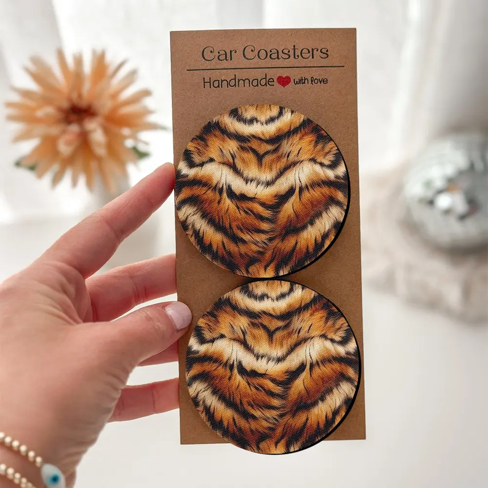Tiger Pattern Office Desk Coasters, Coaster Set, High-Quality Gift Choice, Trendy Tiktok Desktop Accessory, Birthday, Valentine's, Christmas, New Year Gifts