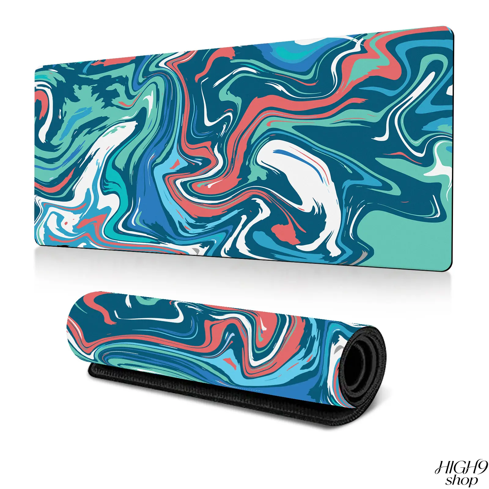 Abstract Fluid Marble Art Extra Large Desk Mouse Pad, Natural Non-Slip Rubber Base, Heat Transfer Printing Stitched Edge Gaming Mat, 36 Styles Available For Office & PC Gaming