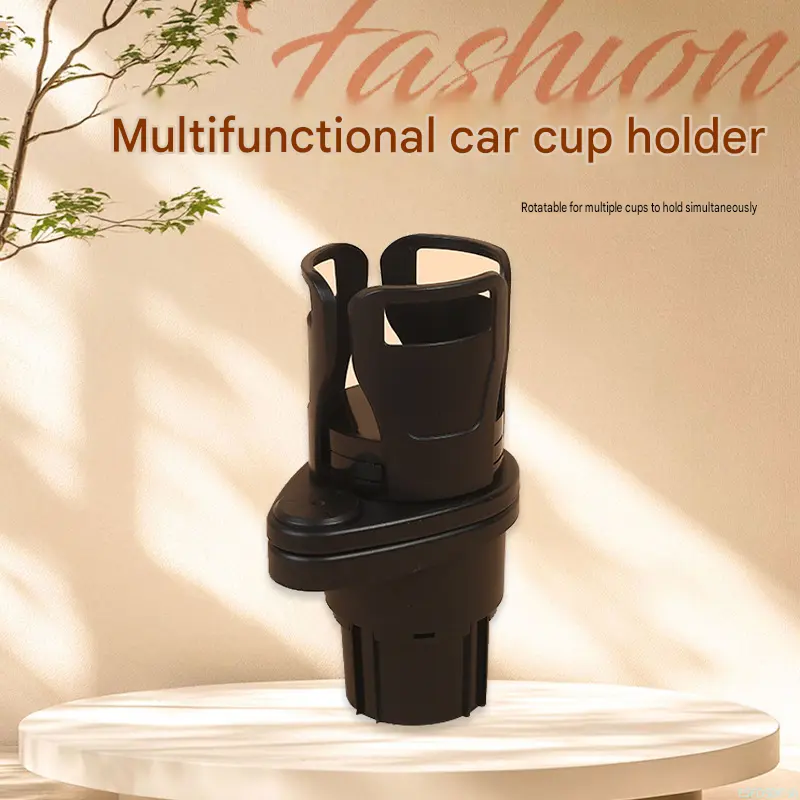 2-in-1 Car Cup Holder Expander, Universal ABS Plastic Rotatable Beverage Organizer with Adjustable Base for Center Console, Interior Car Accessories, Beverage Hold, Expandable