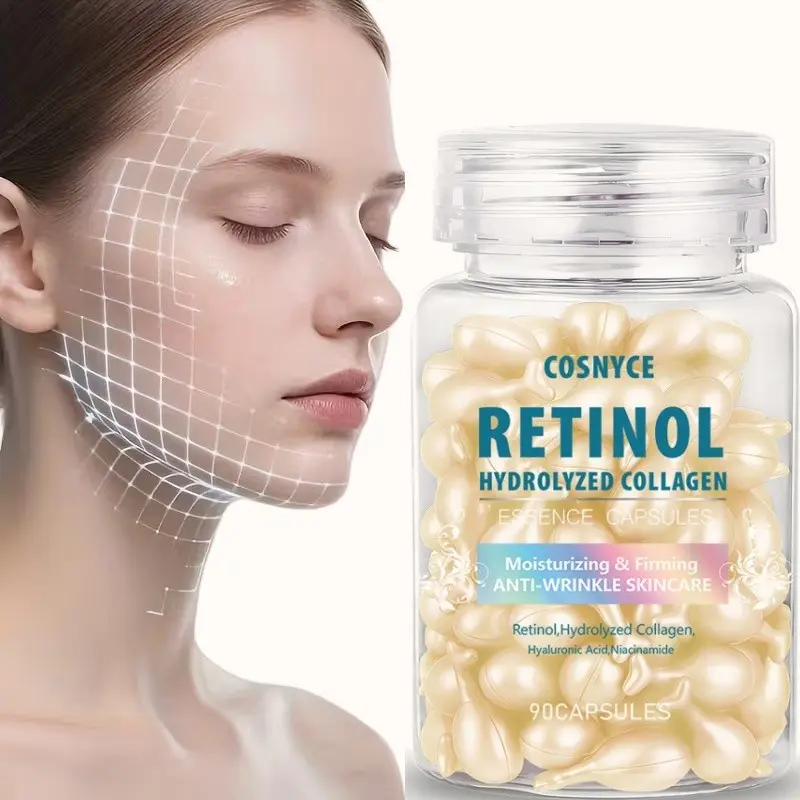 Cosnyce Retinol Hyaluronic Acid Essence Capsules, Long-Lasting Facial Hydration, Firming and Lifting Skincare, 90 Pills for Men and Women