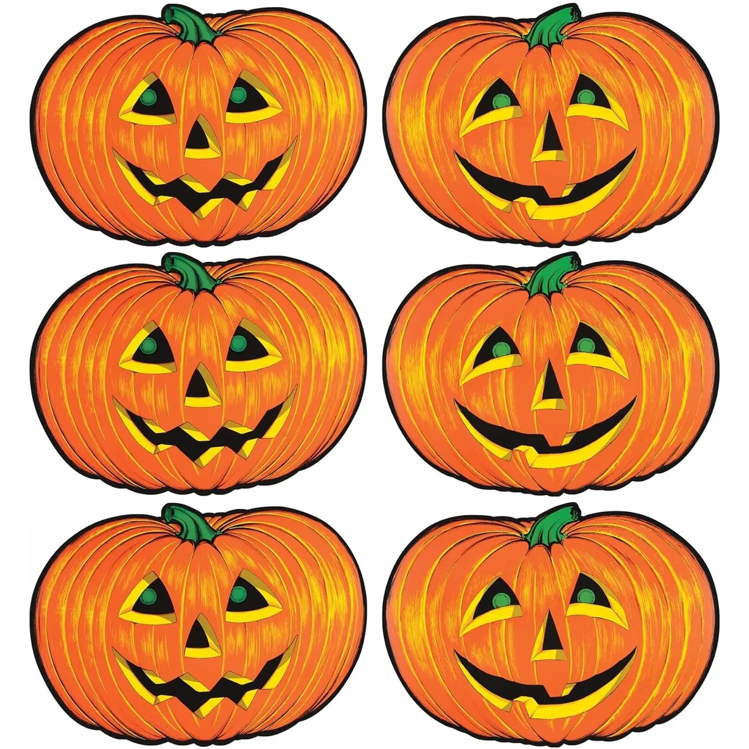 6 Pack Paper Jack-O'-Lantern Cutouts, Halloween Party Decorations, Fall DécorGift