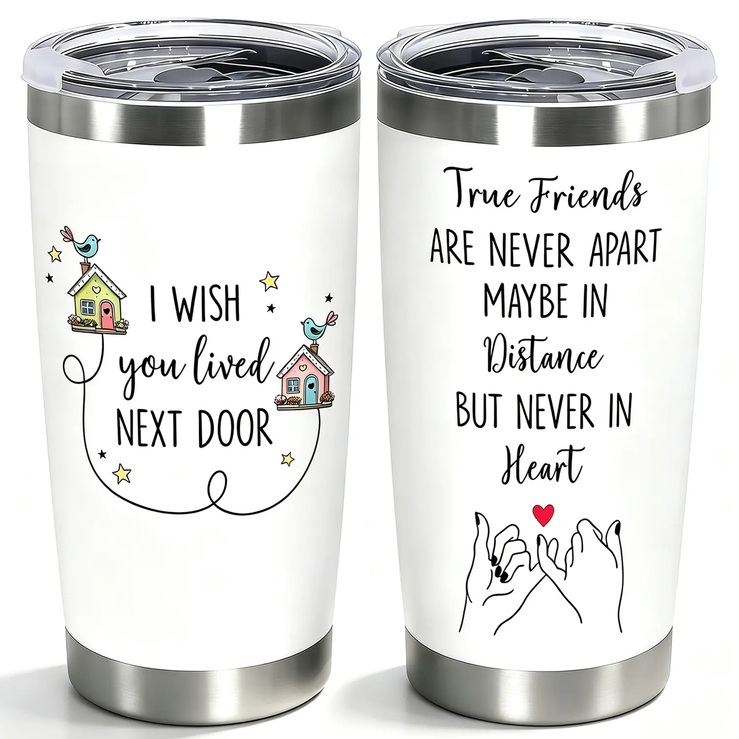 Gifts for My Best Friend Woman, Bestie Tumbler for Long Distance Friendship - I Wish You Lived Next Door Gifts, Bestie Cup for Friend Moving Away Gift, Christmas Gift for Bestfriend Female