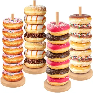 4 PCS Donut Stand for Dessert Table, Donut Holder Stand, Bagel Holder Stand, Donut Display Stand for Party, Doughnut Tower Stand for Birthday, Wedding, Baby Shower Decoration