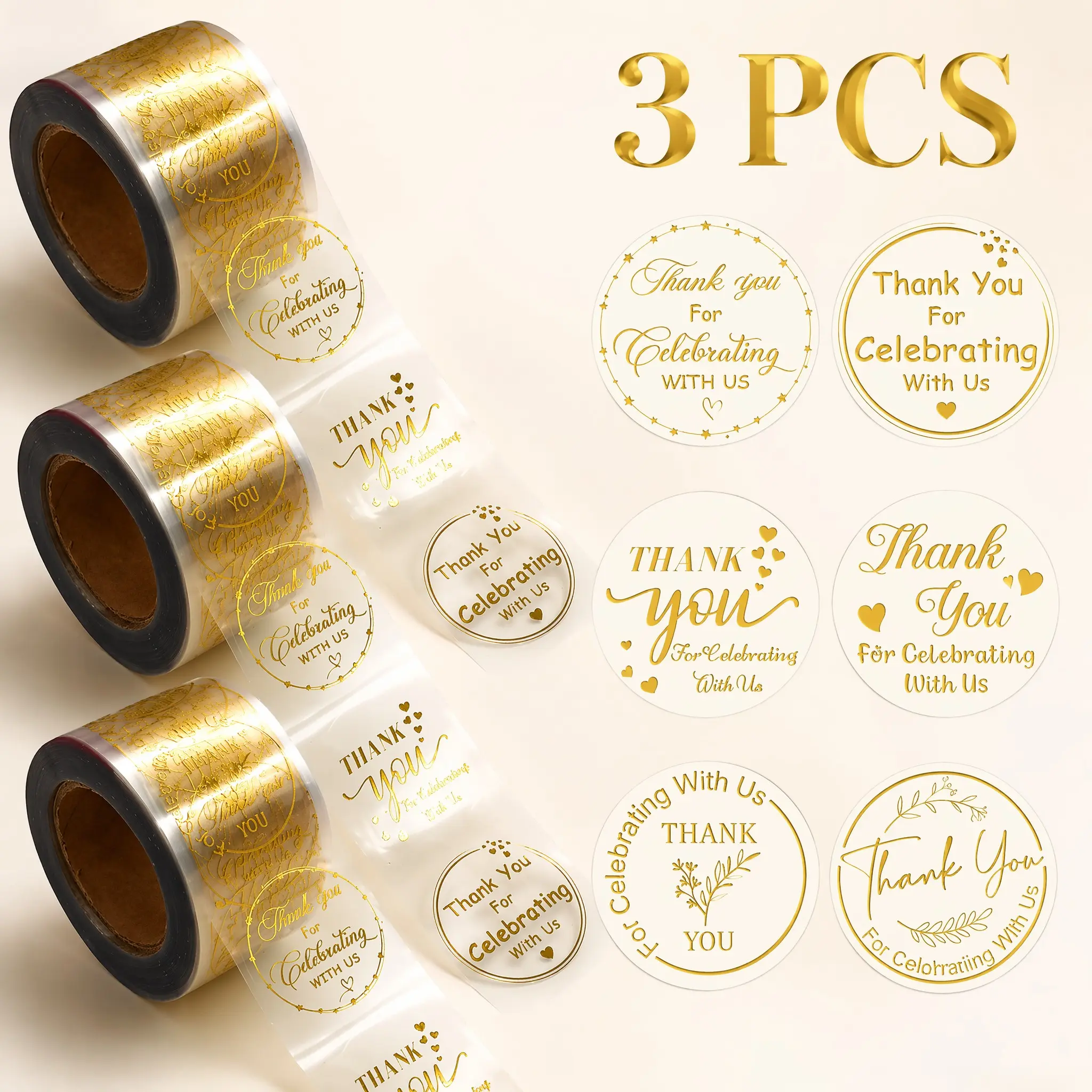 1500 Sheets Transparent Self-Adhesive Stickers, Sticky Label, Clear Stickers, Waterproof PVC Wedding Party Gift Sealing Labels, Craft Supplies, Waterproof Durable Sticker, Sticker Rolls