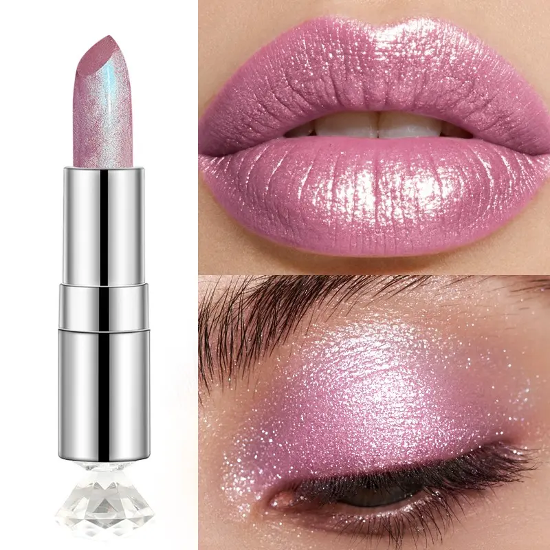 Bsimone Ice Translucent Rainbow Glossy Lipstick, Polarized Laser Fine Sparkle, Perfect for Stage Makeup, Parties, Festivals