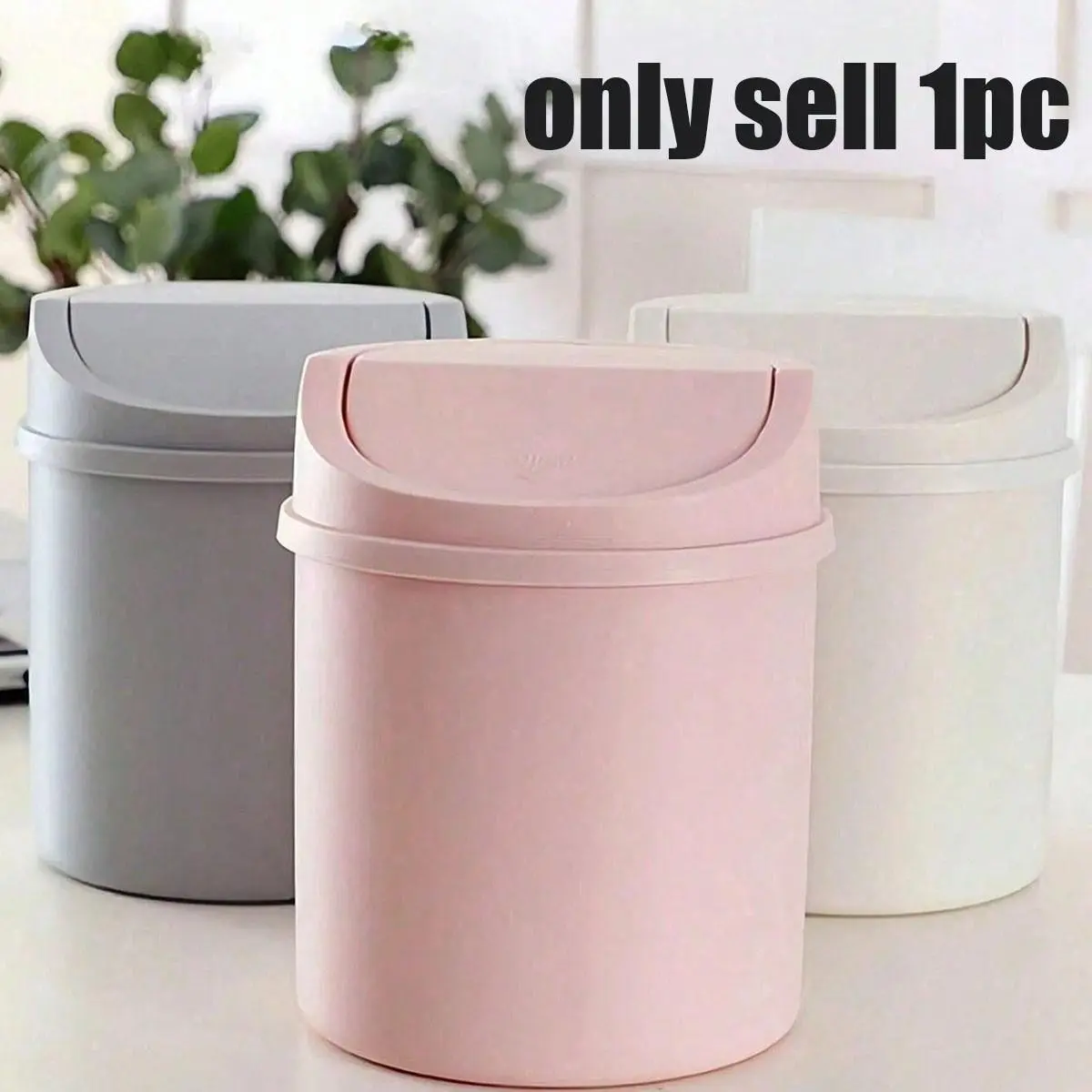 Mini Trash Can with Lid, Small Desktop Waste Bin, Plastic Paper Basket, Leak-Proof Design, Ideal for Bathroom, Office, Living Room