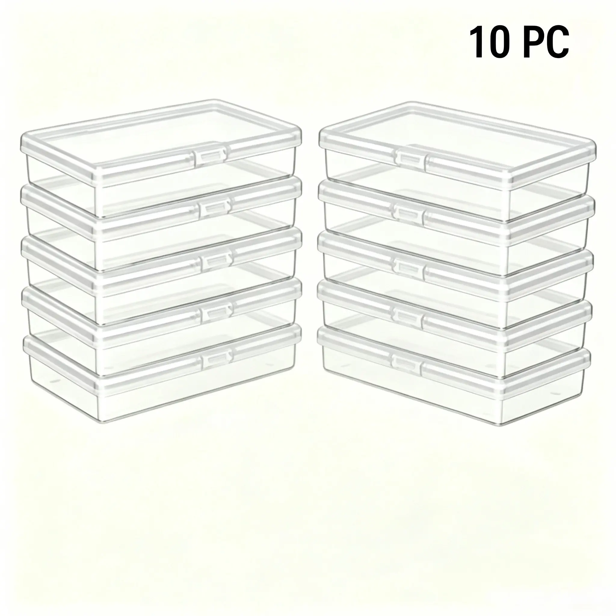 Clear Plastic Storage Box with Lid, 10pcs/set Transparent Jewelry Storage Box, Home Organizer for DIY Craft, Jewelry & Small Items【Only Box】