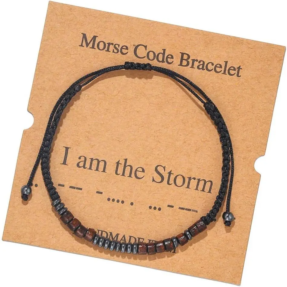 Morse Code Bracelets for Women Men Gifts for Her   Funny Inspirational Bracelets for Women  Adjustable Silk Beaded Wrap Bracelet