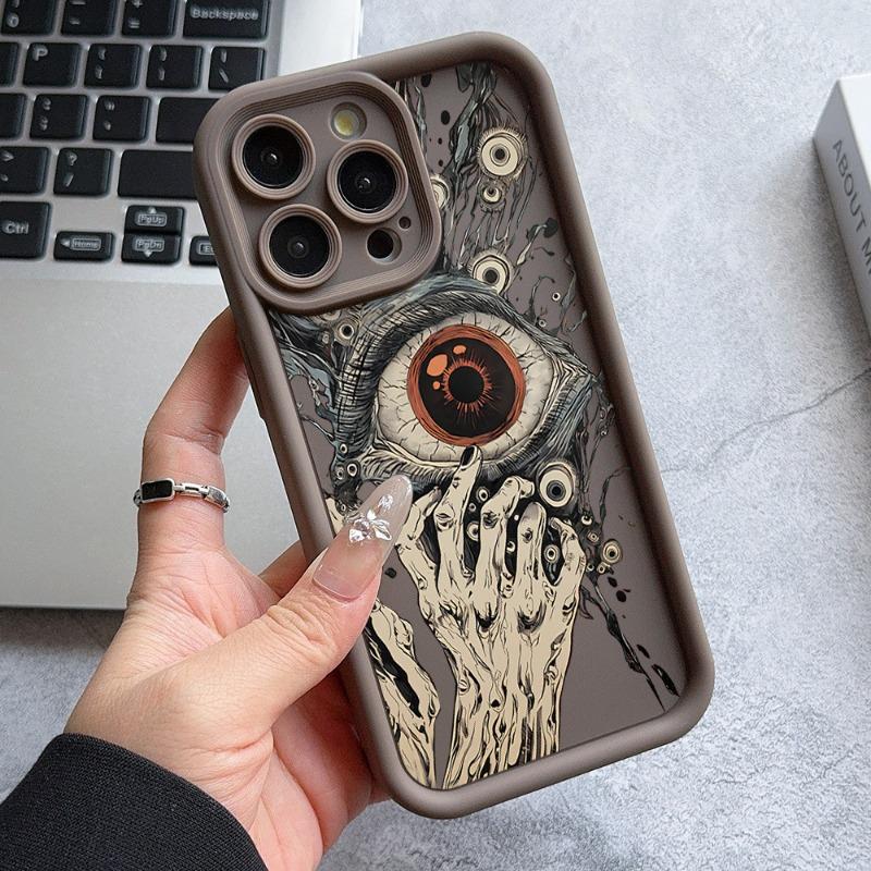 Case for IPhone 17 Pro Max 16 Plus 15 14 13 12 11 Air E with Patterns of Eyes and Strange Hands Full of Weird and Mysterious Style Phone Case Anti-Scratch Shockproof Soft Silicone Protective Cover