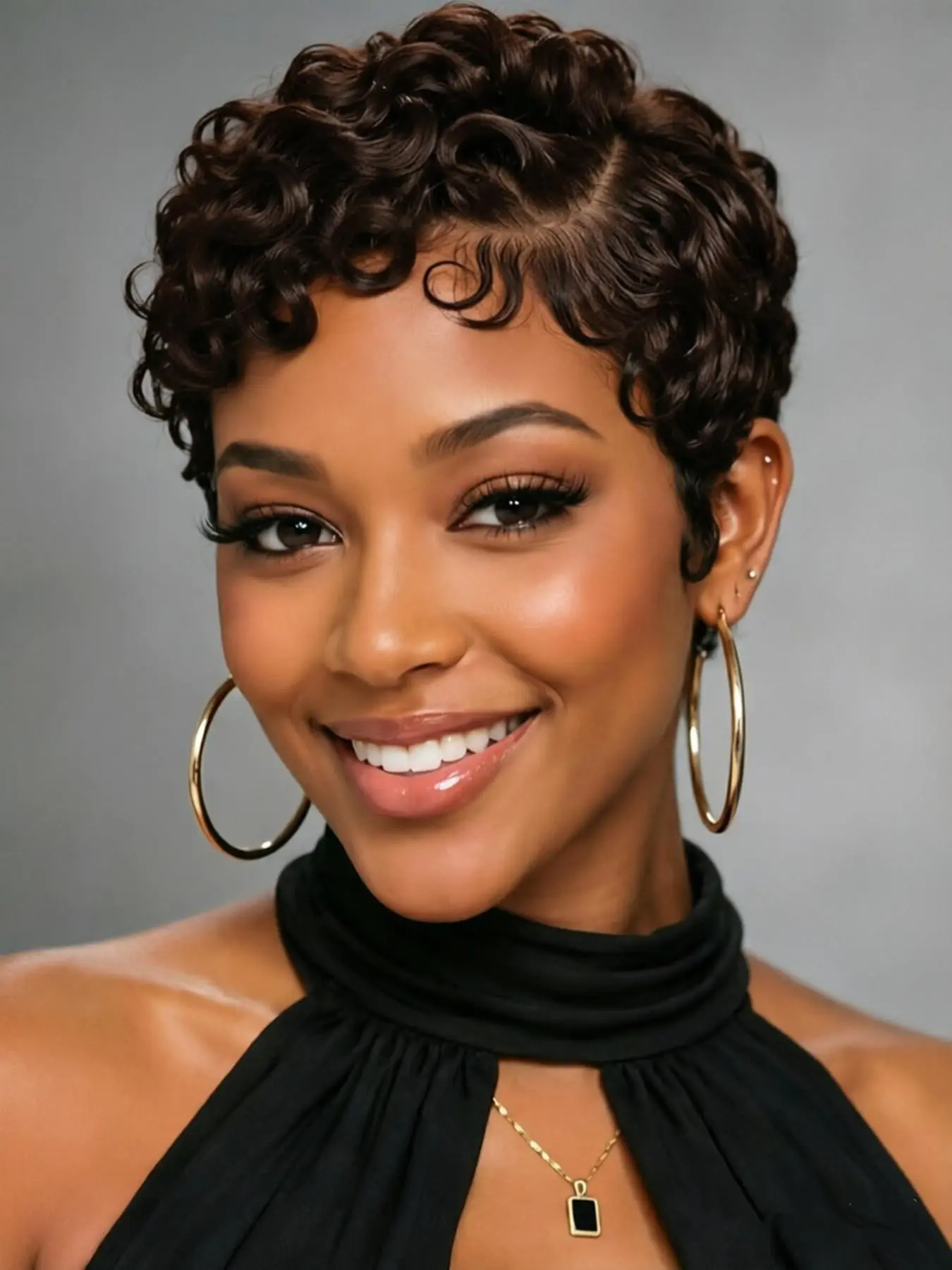 Pixie Cut Wig, 13x4 Frontal Transparent Lace, Short Curly Human Hair, Daily Party Cosplay Gift for Women