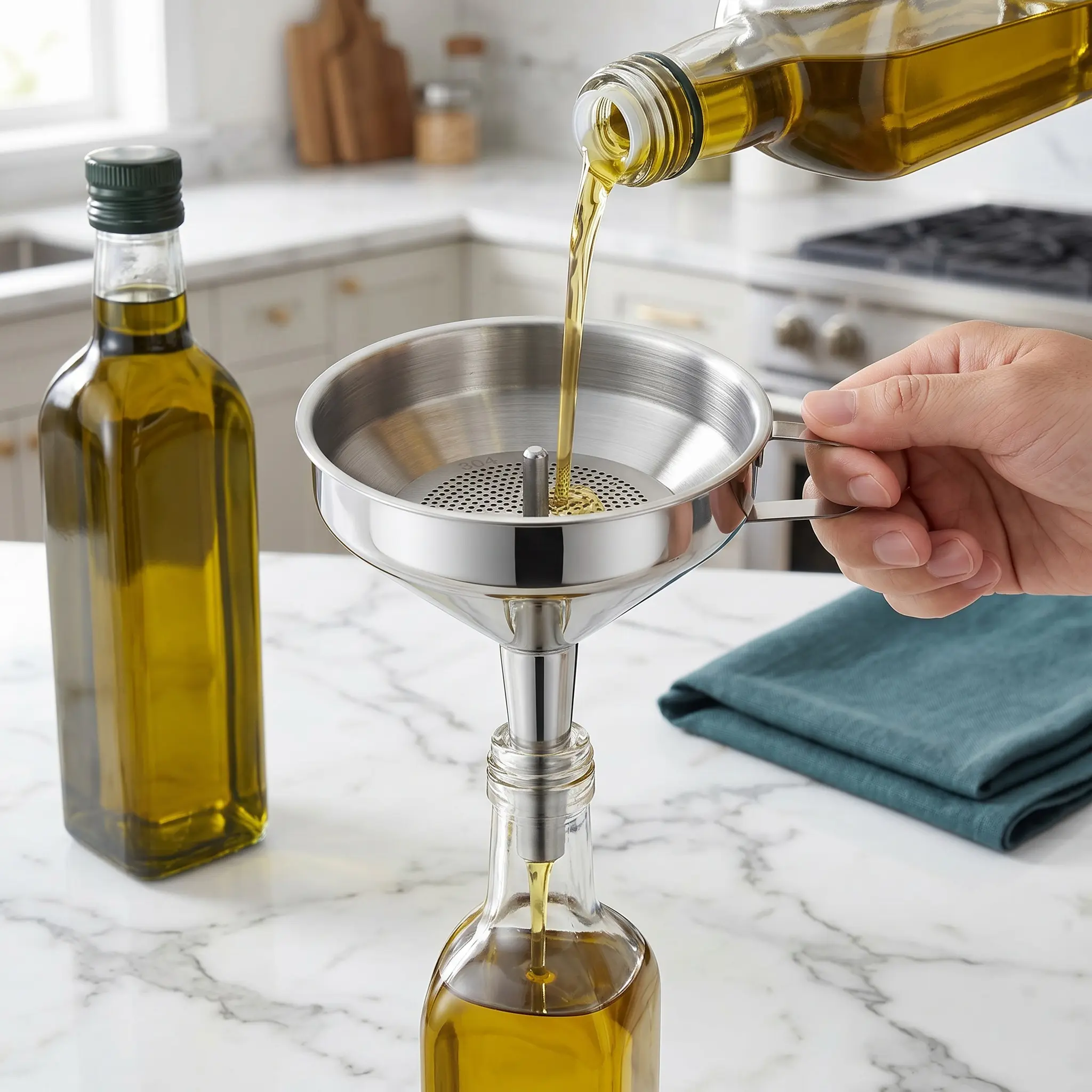 The funnel filter ,This household oil dispenser features thickened construction and a large caliber, with a universal filter funnel-YY1