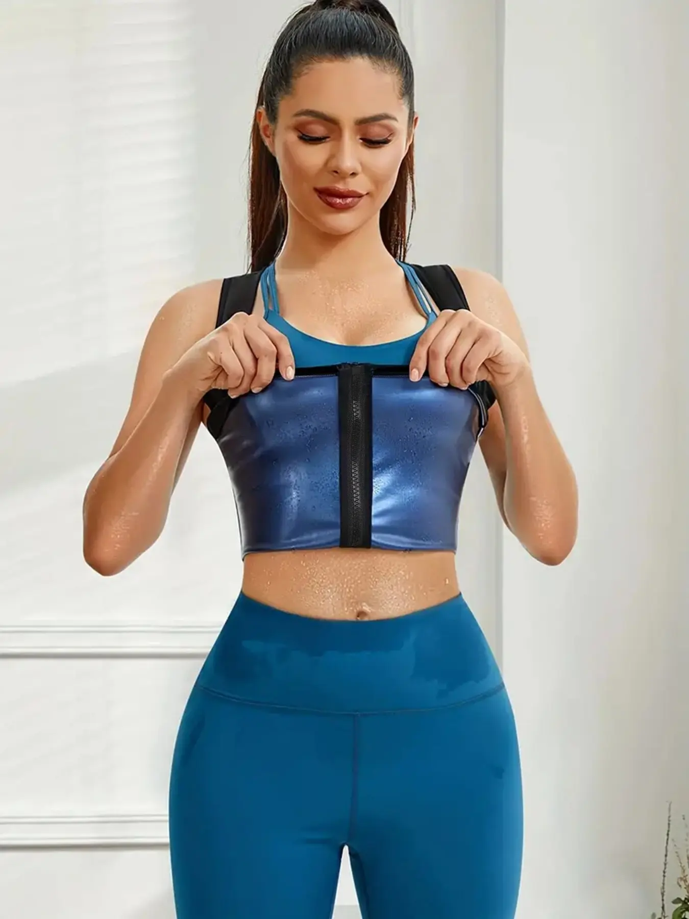 Women's Zipper Sweat Vest, Sleeveless Sports Vests, Compression Support Design, Ideal for Fitness Training and Sports, Comfortable and Durable Athletic Wear
