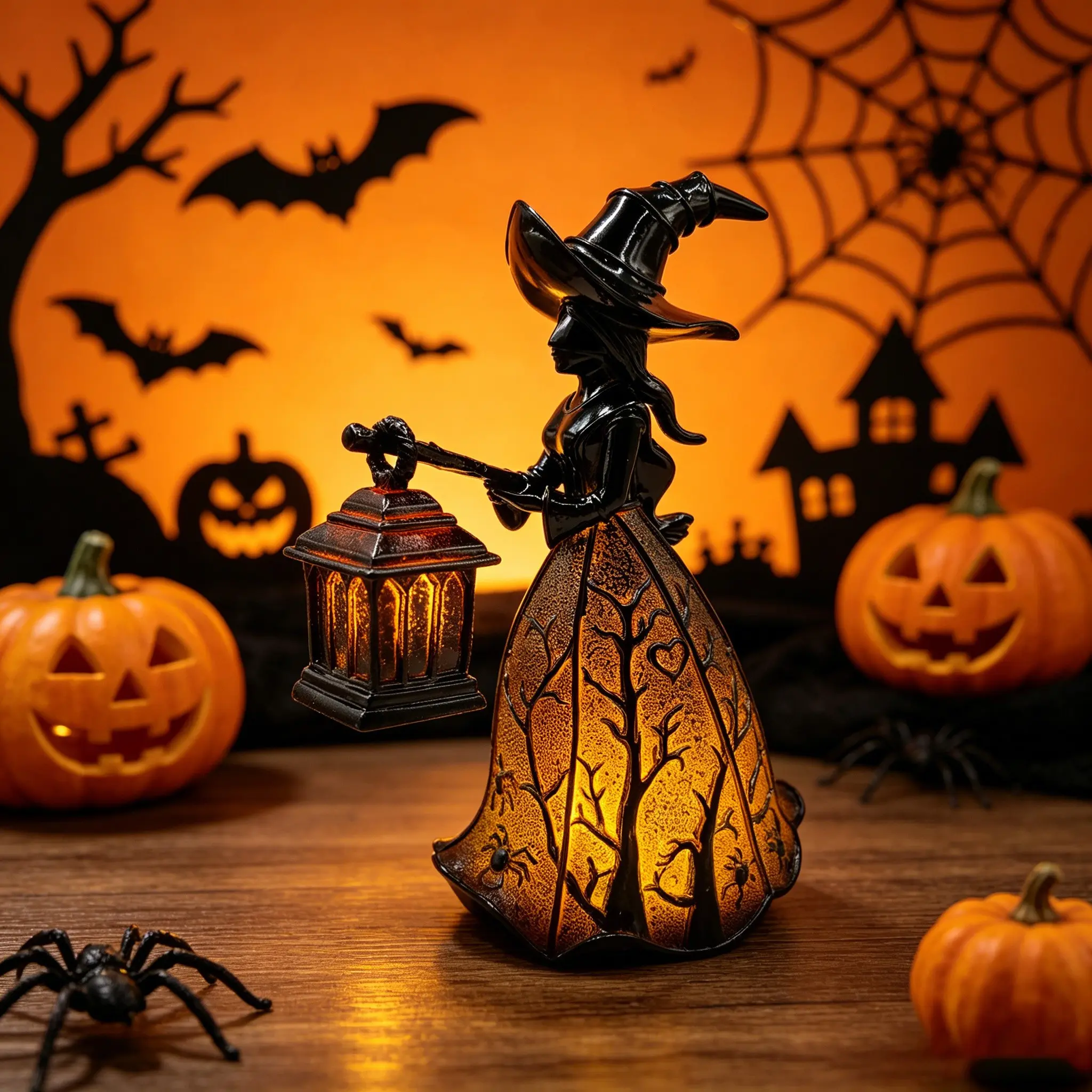 Halloween Witch Light, Gothic Horror Spooky Witch Decoration, Handheld Lighted Lantern, Hat Design, Standing Home Night Lamp, Party Decoration Supplies, Halloween Gift